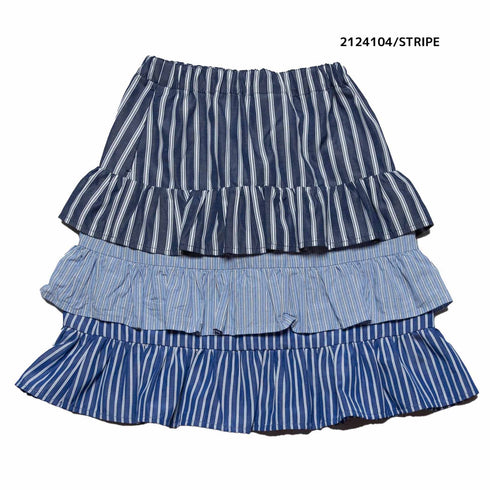 【130~150】 ストライプ/花柄ティアードスカート ★2124104j★キッズサイズ 子供服